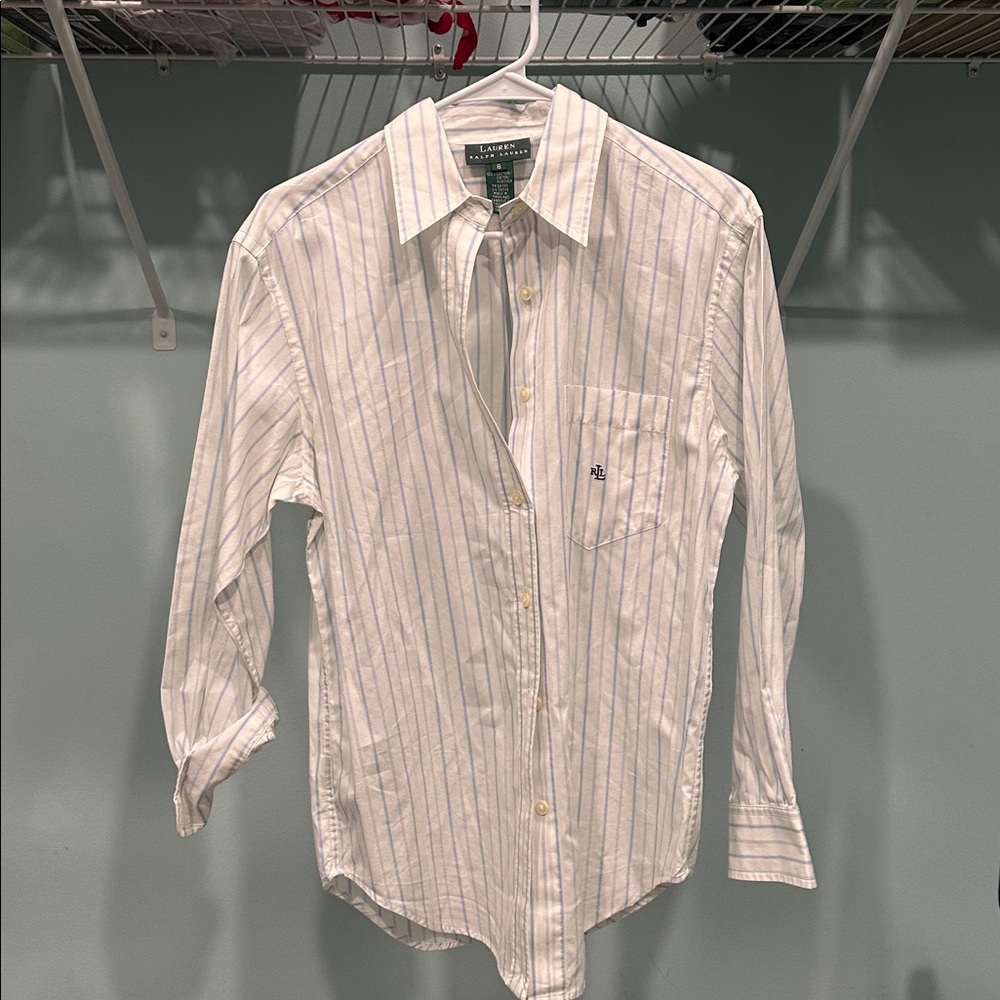 Classic Vintage Lauren Ralph Lauren White and blue Striped Shirt